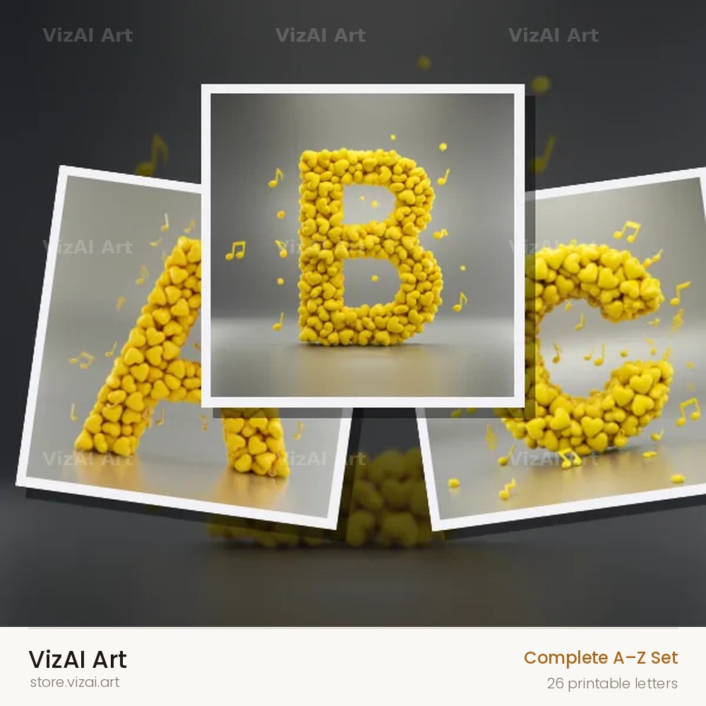 Yellow Blossom Heart alphabet — choose an individual printable letter