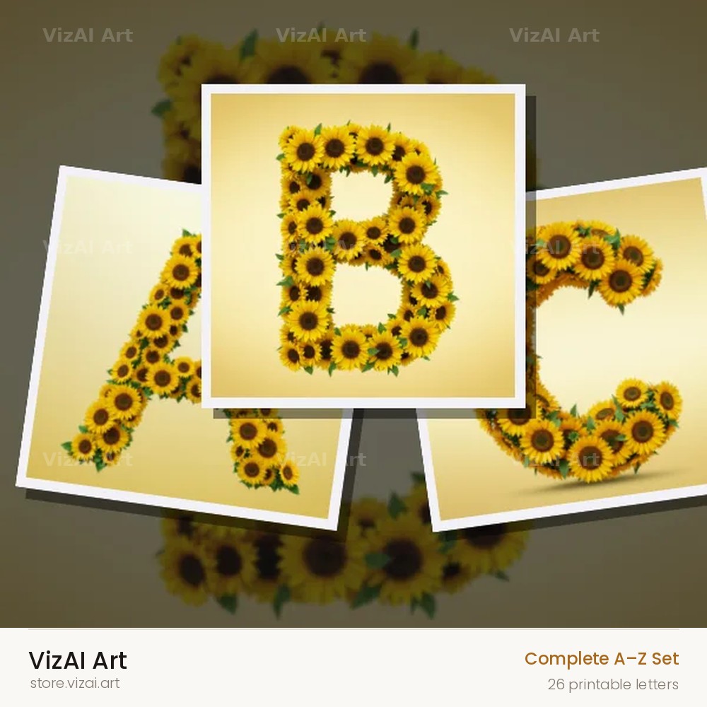 Sunflower Summer Yellow alphabet — choose an individual printable letter