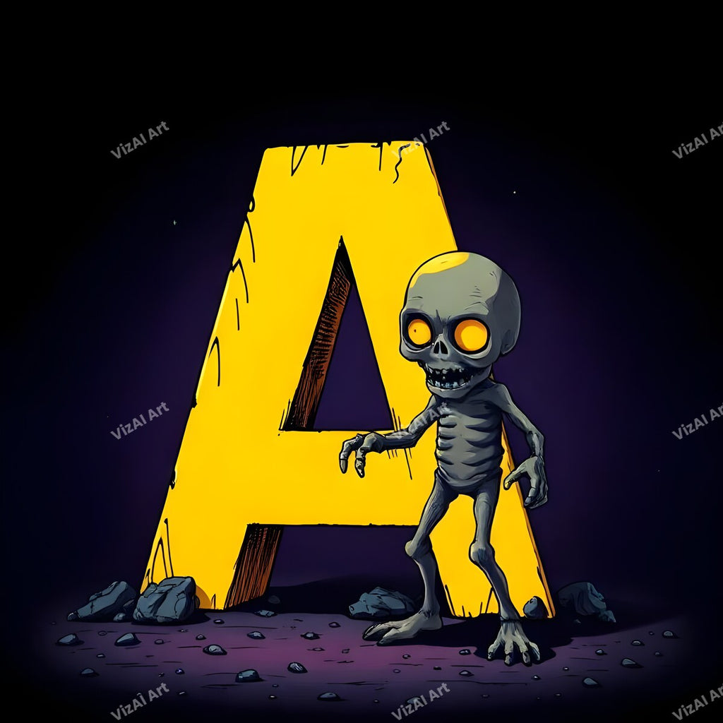 Zombie alphabet letter A