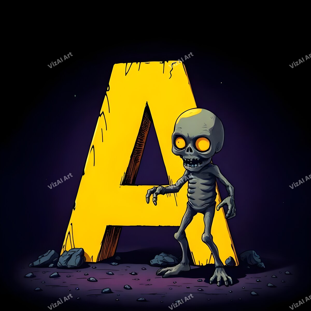 Zombie alphabet letter A