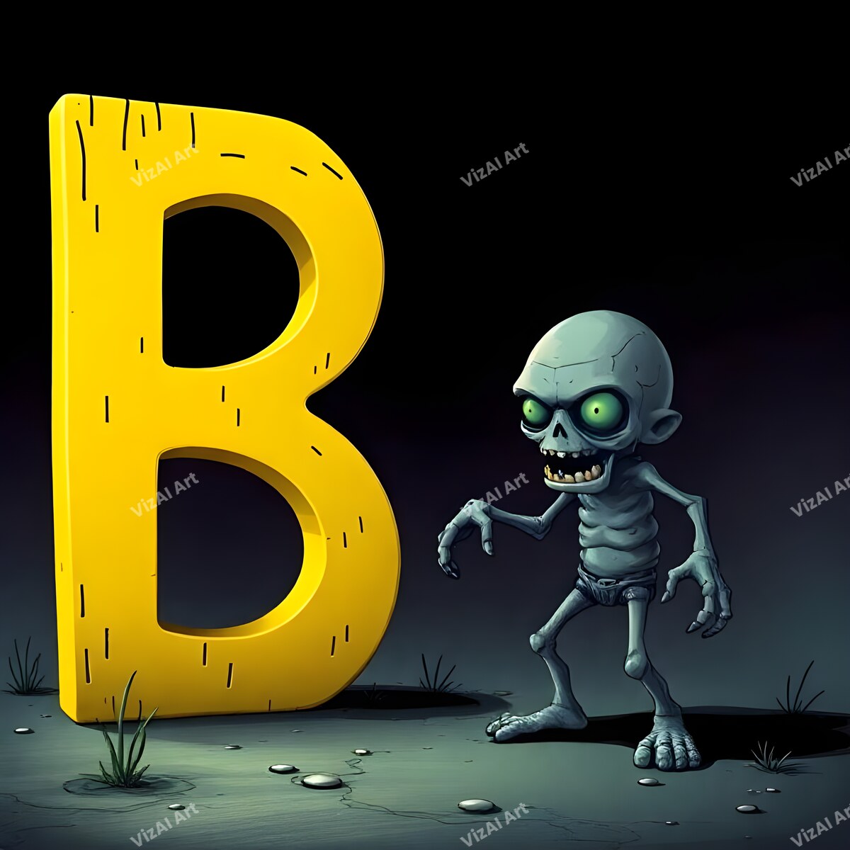 Zombie alphabet letter B