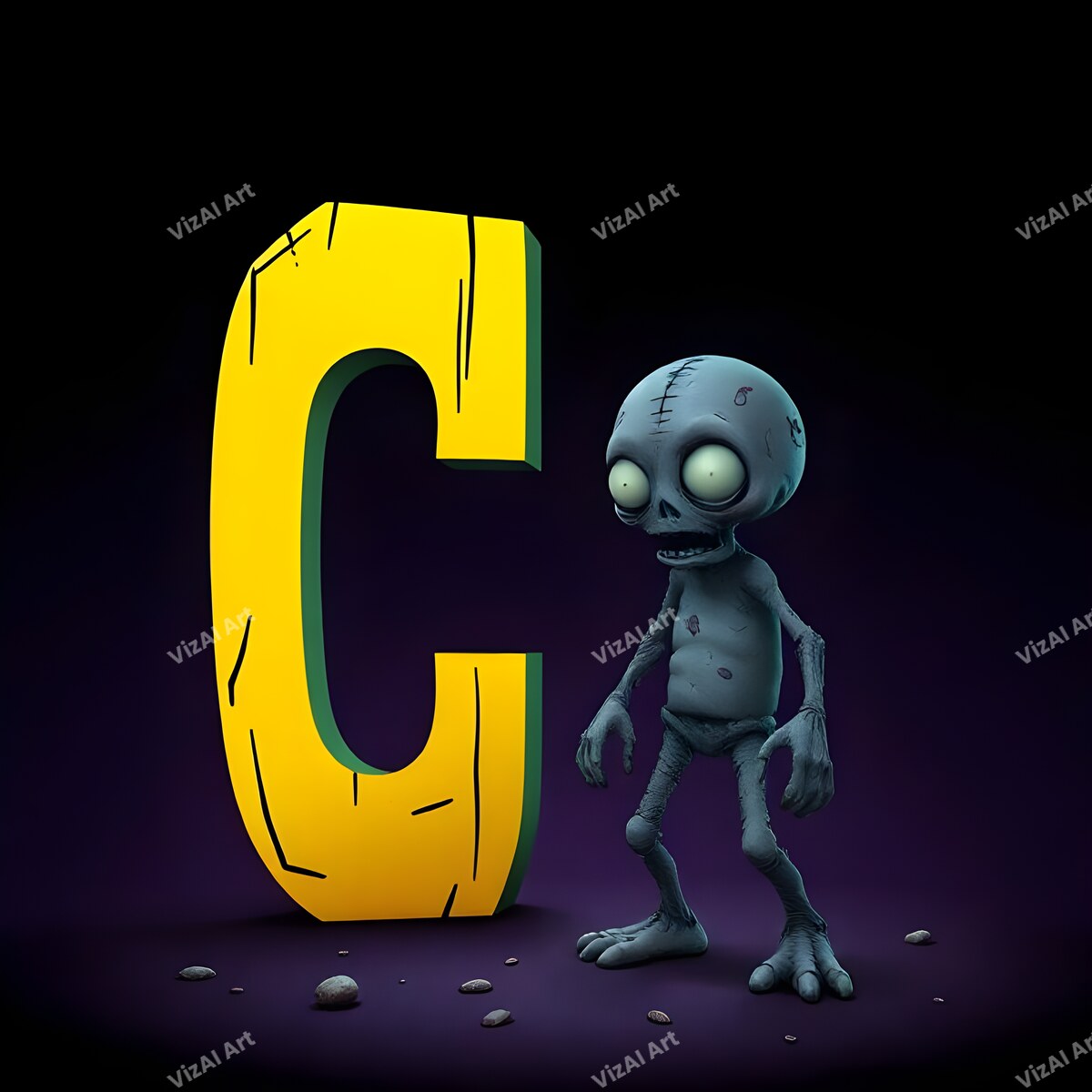 Zombie alphabet letter C