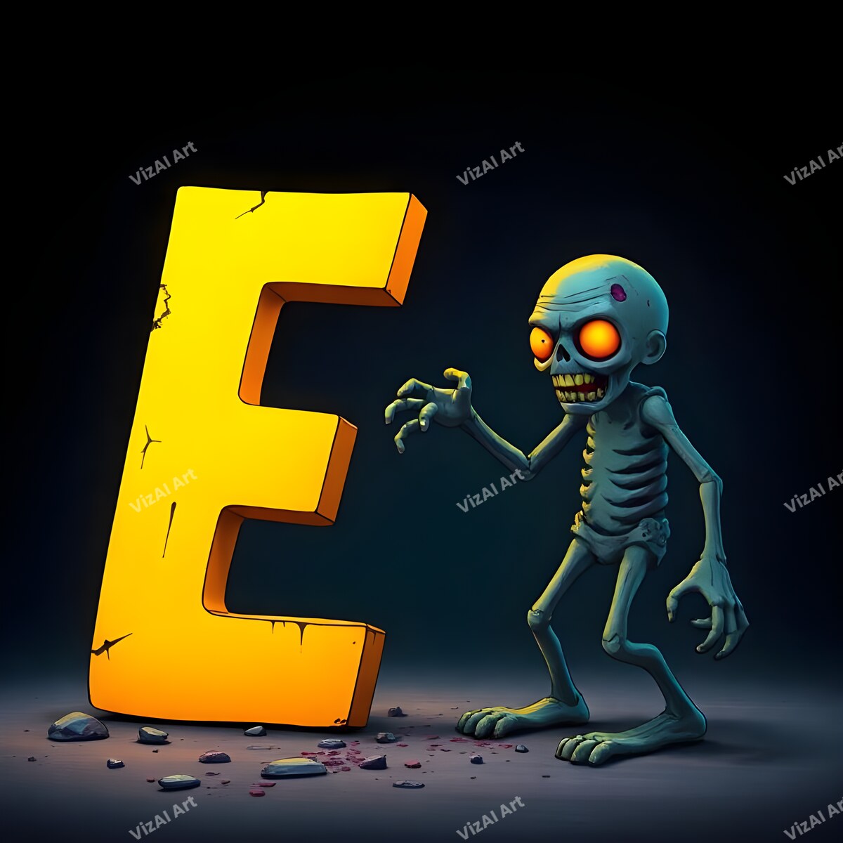 Zombie alphabet letter E