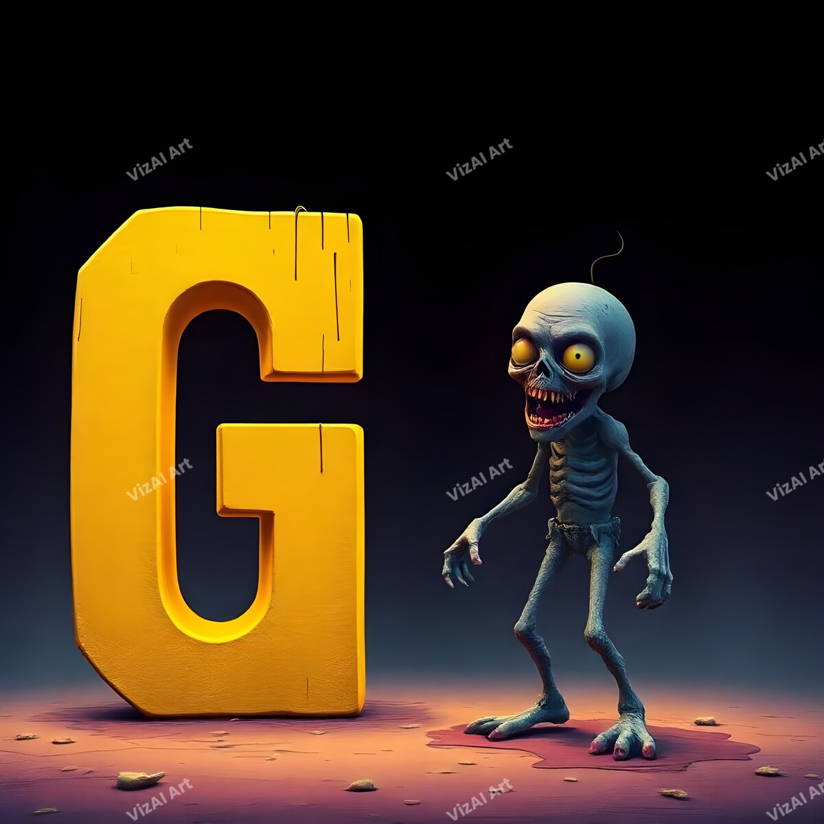 Zombie alphabet letter G