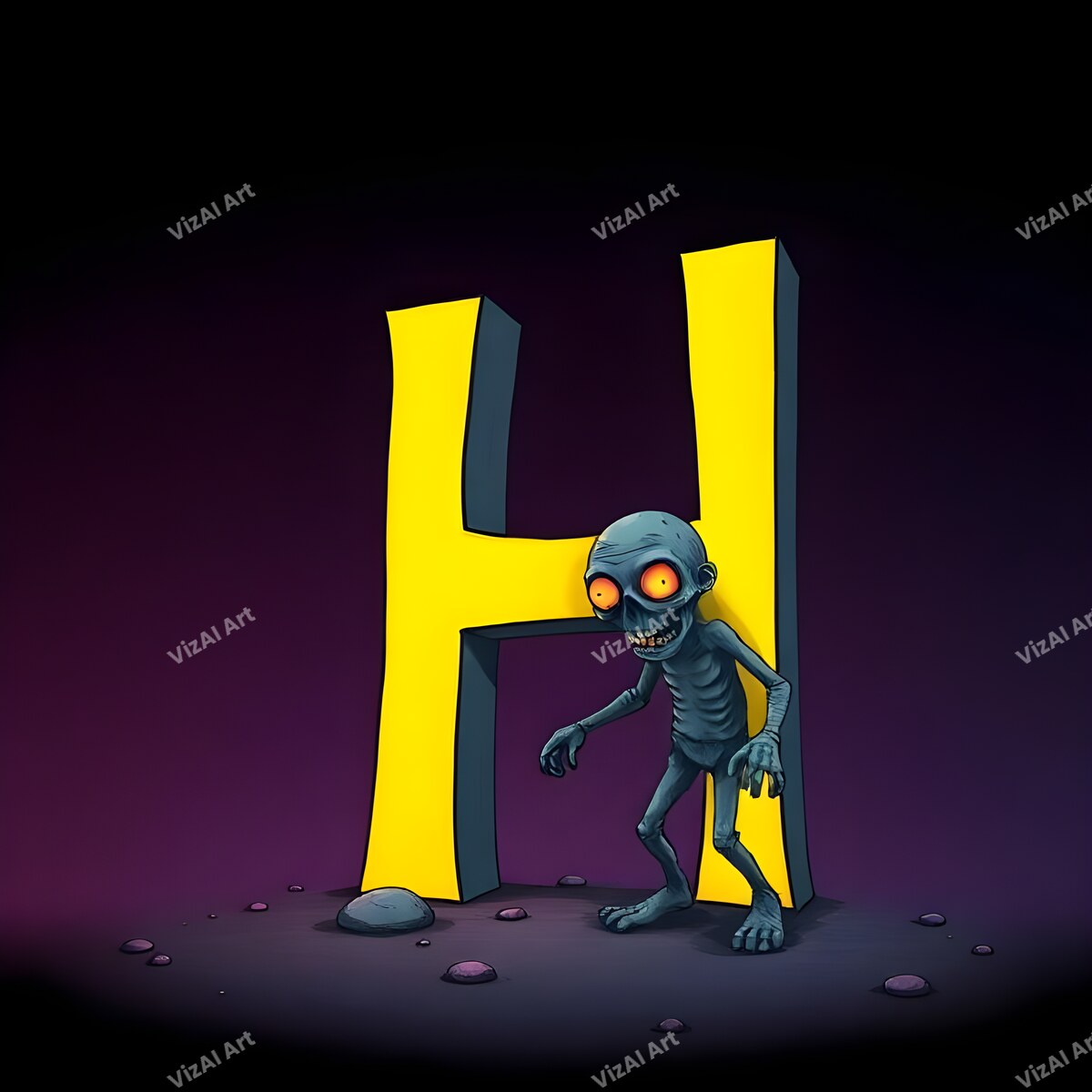 Zombie alphabet letter H