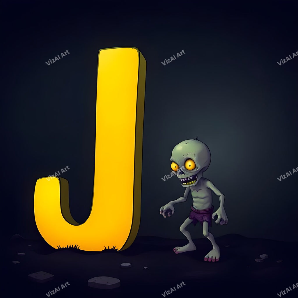 Zombie alphabet letter J
