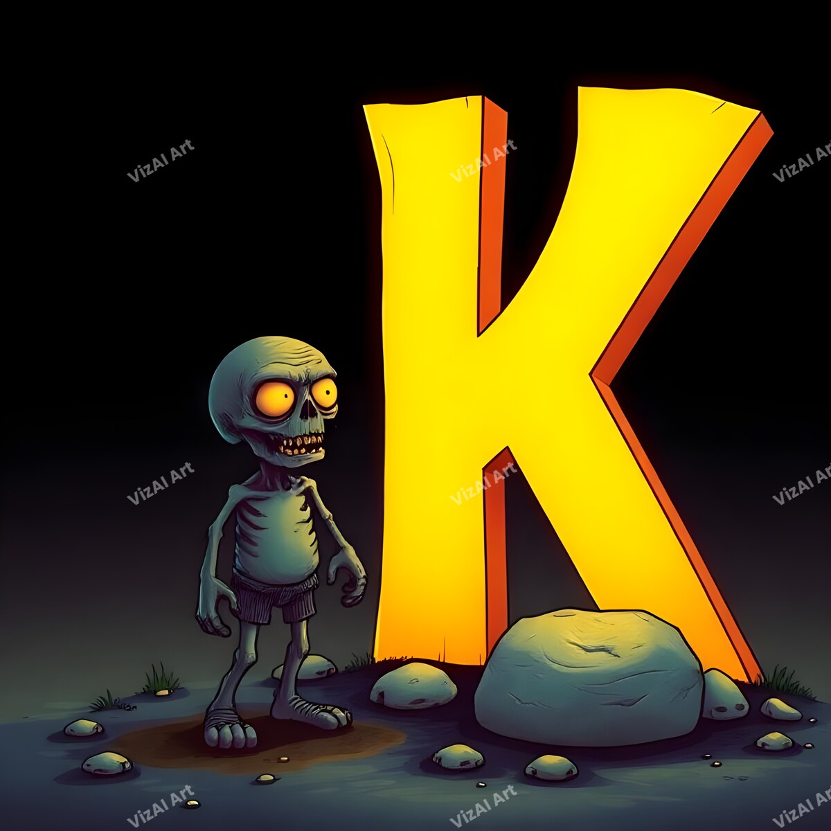 Zombie alphabet letter K
