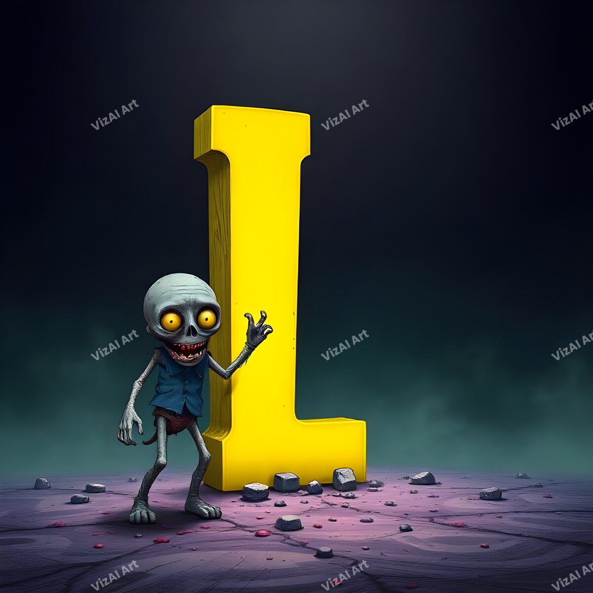 Zombie alphabet letter L