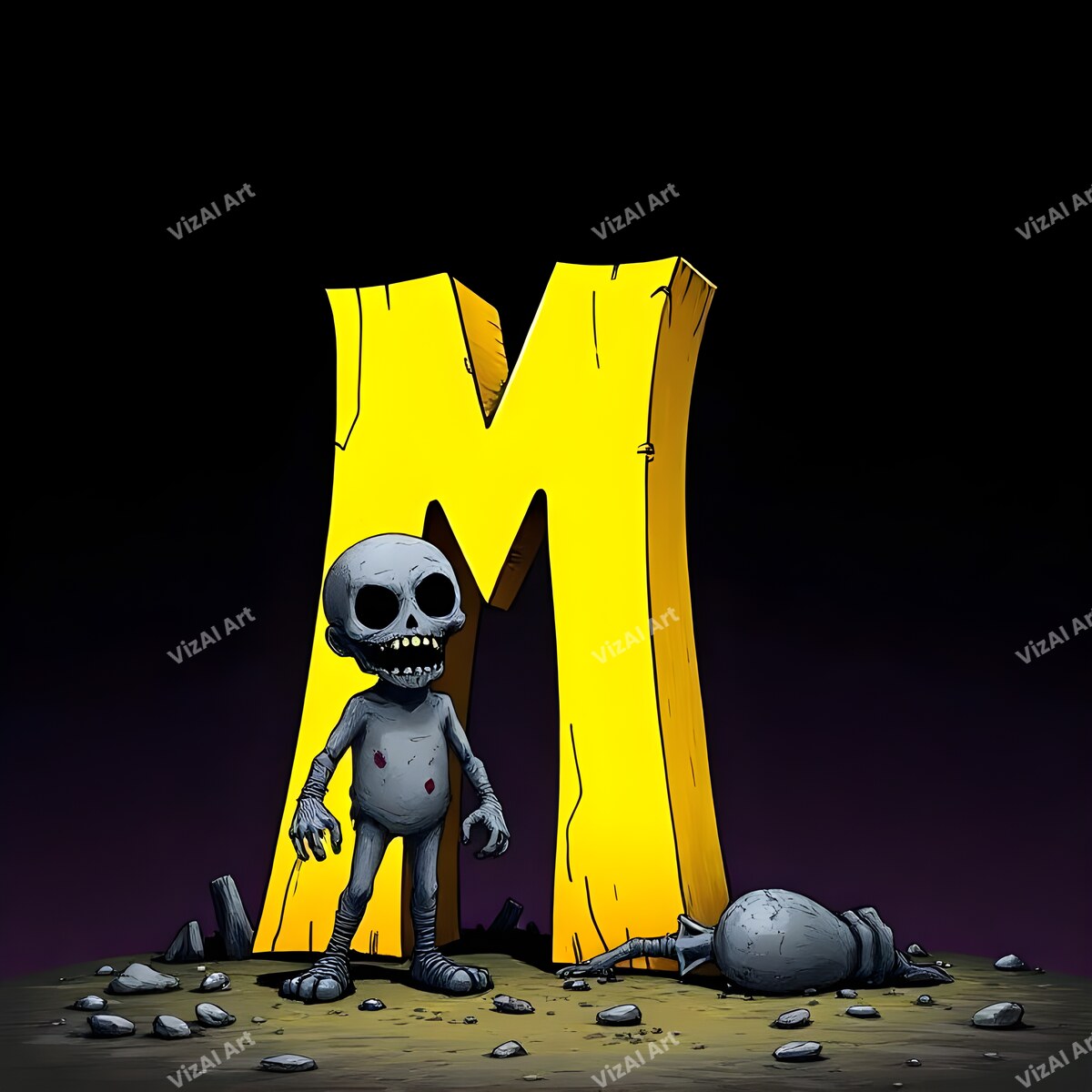 Zombie alphabet letter M