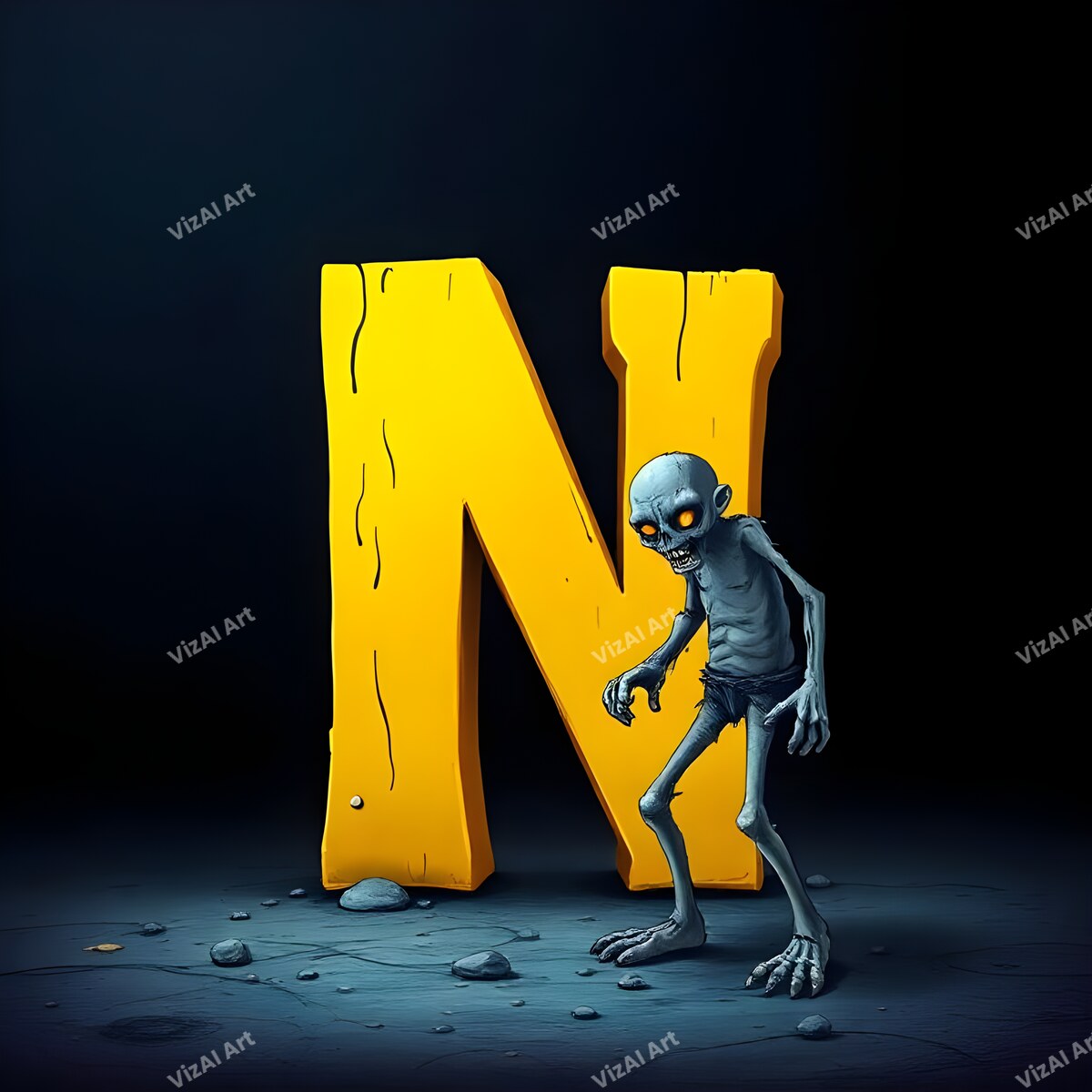Zombie alphabet letter N
