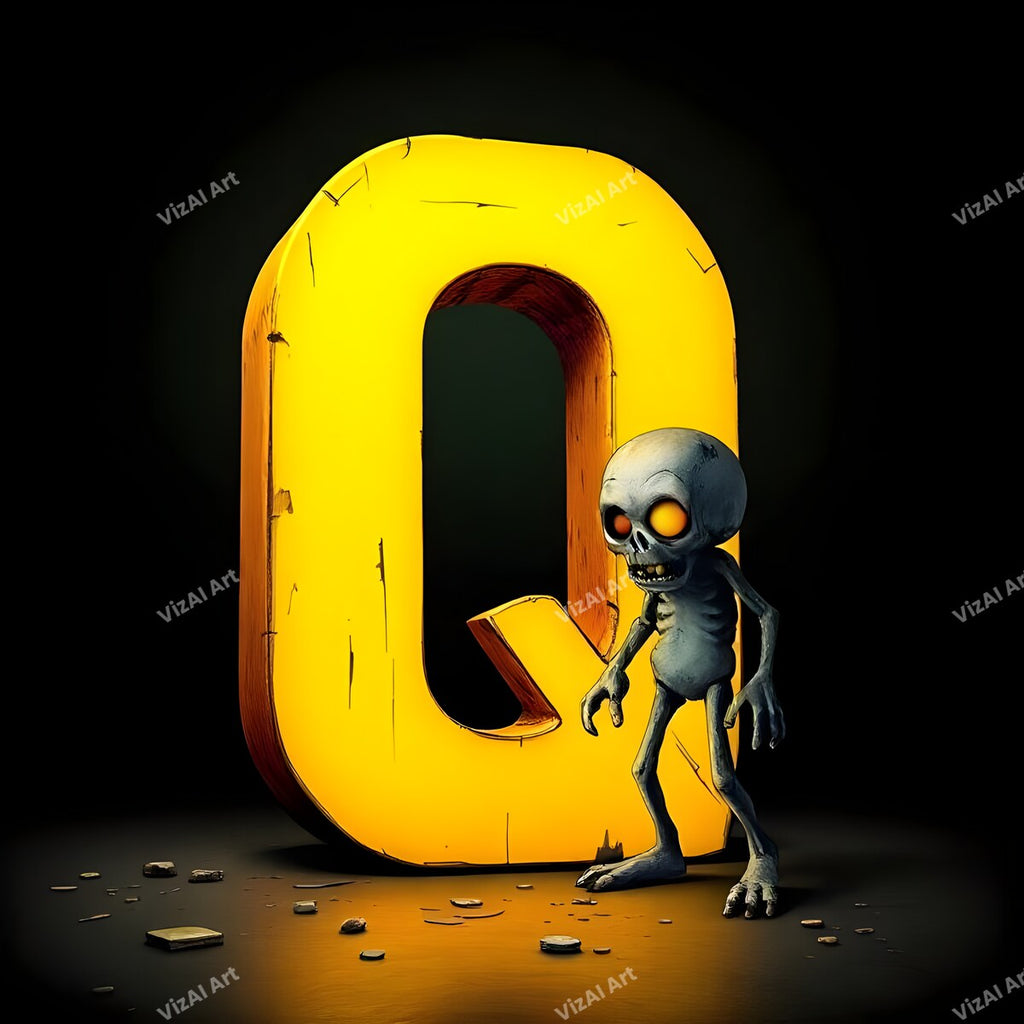 Zombie alphabet letter Q