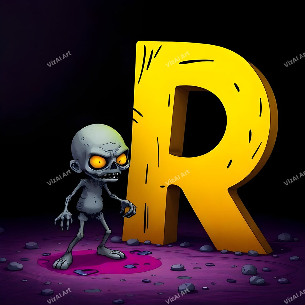 Zombie alphabet letter R