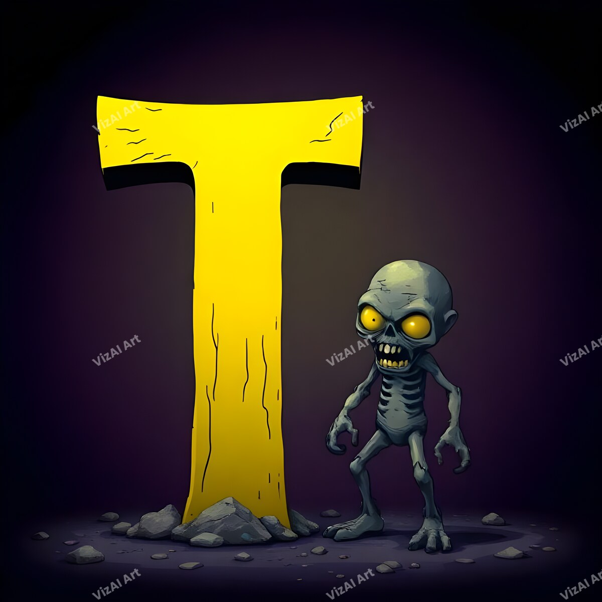 Zombie alphabet letter T