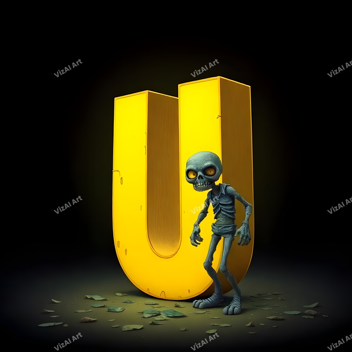 Zombie alphabet letter U