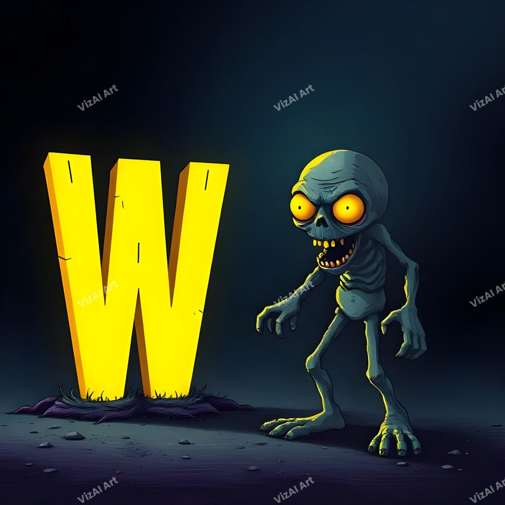 Zombie alphabet letter W