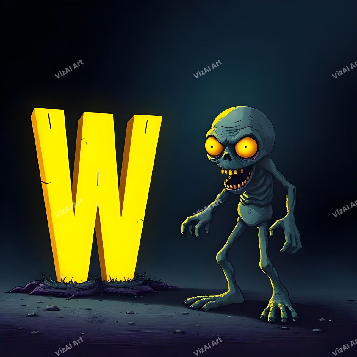 Zombie alphabet letter W