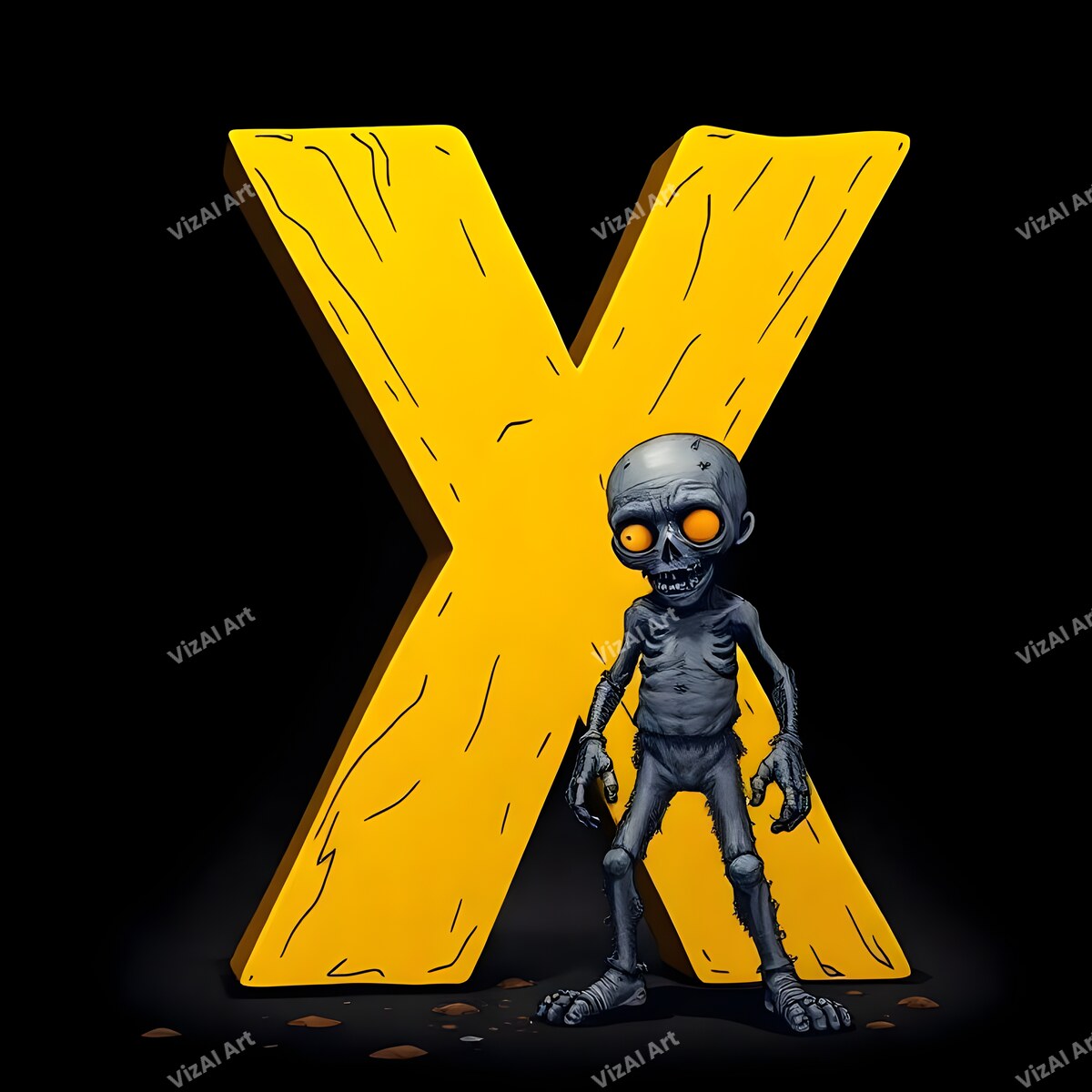 Zombie alphabet letter X
