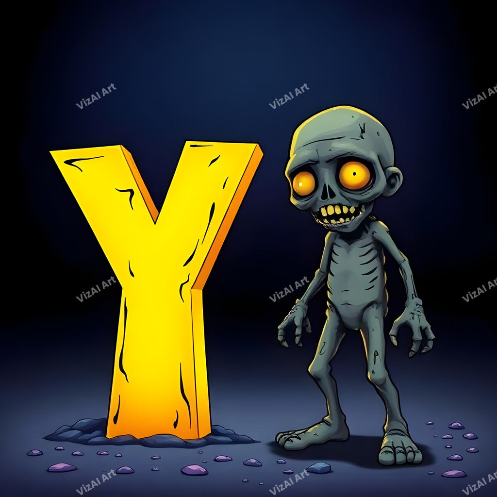 Zombie alphabet letter Y