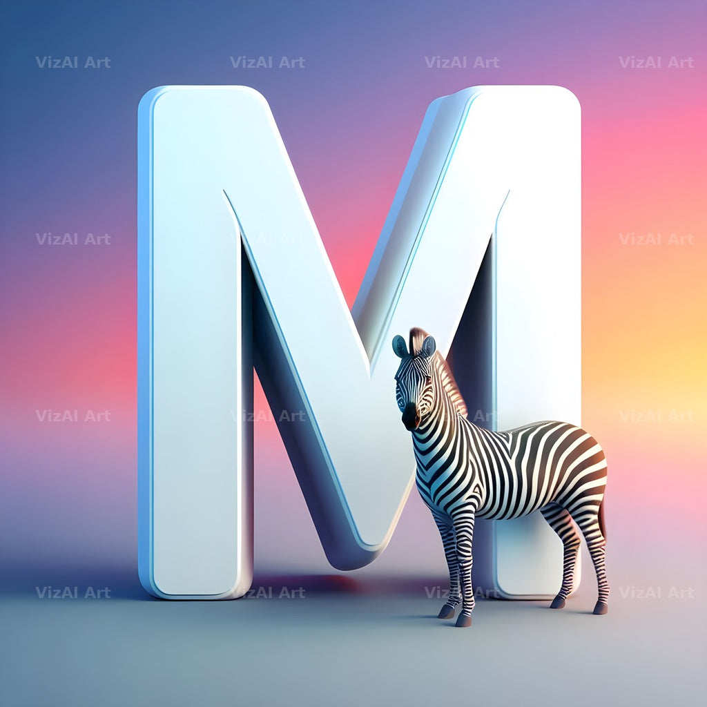 Zebra alphabet letter M