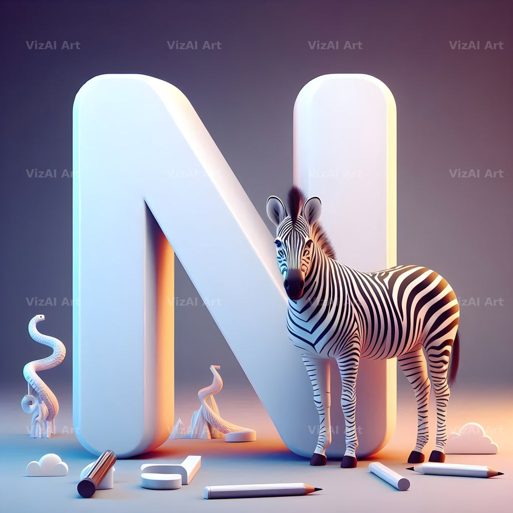 Zebra alphabet letter N