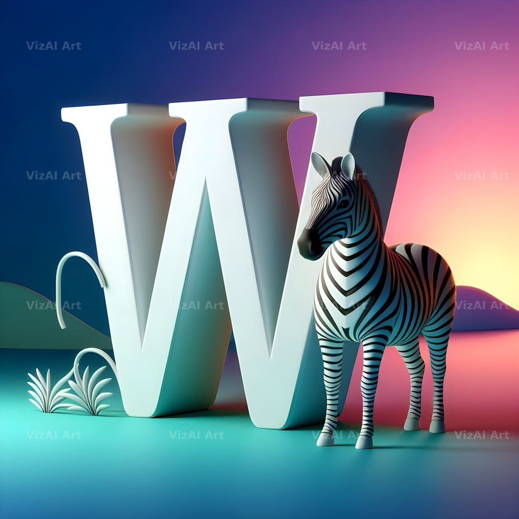 Zebra alphabet letter W