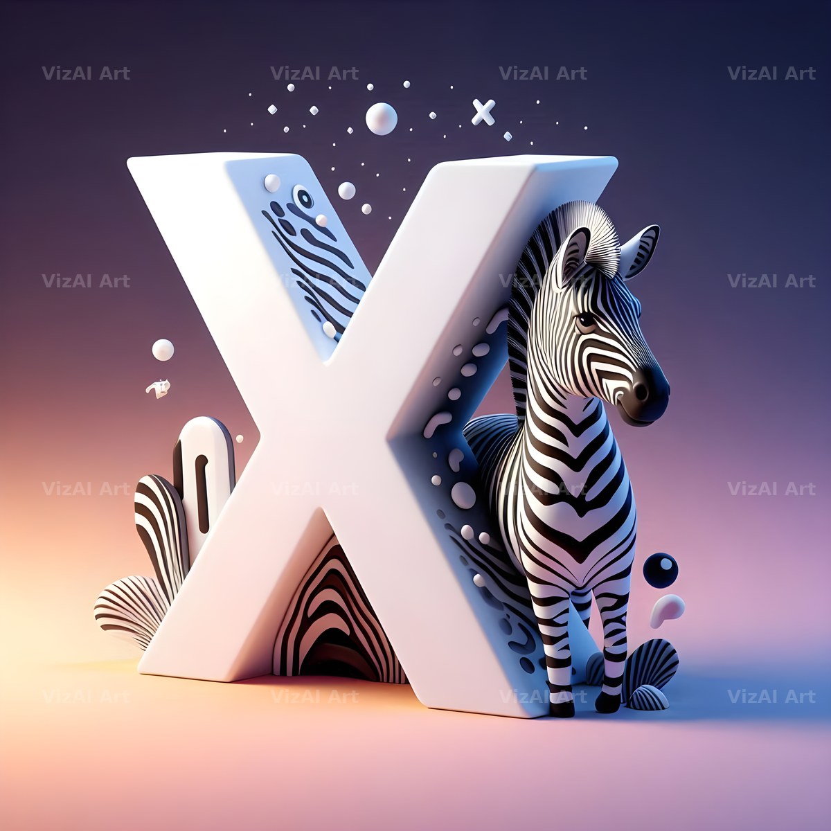 Zebra alphabet letter X