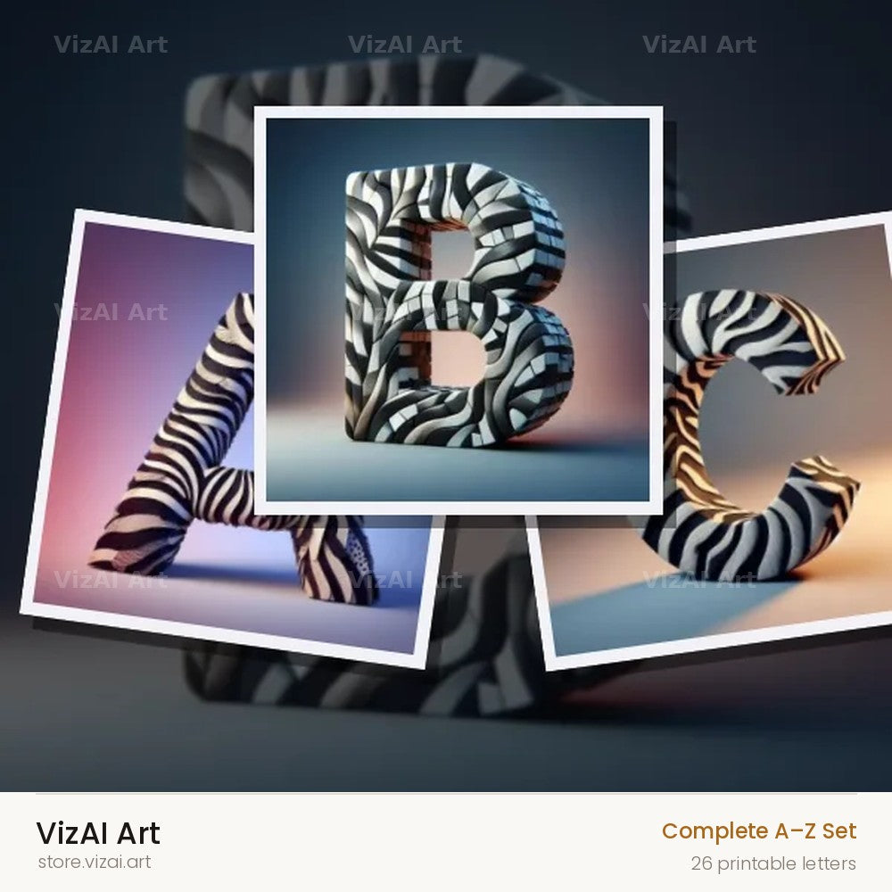 Zebra Stripe Leather alphabet — choose an individual printable letter